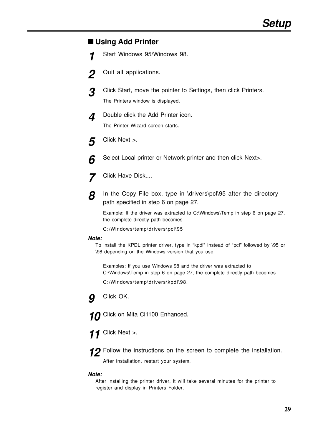 HP Ci 1100 manual Using Add Printer 