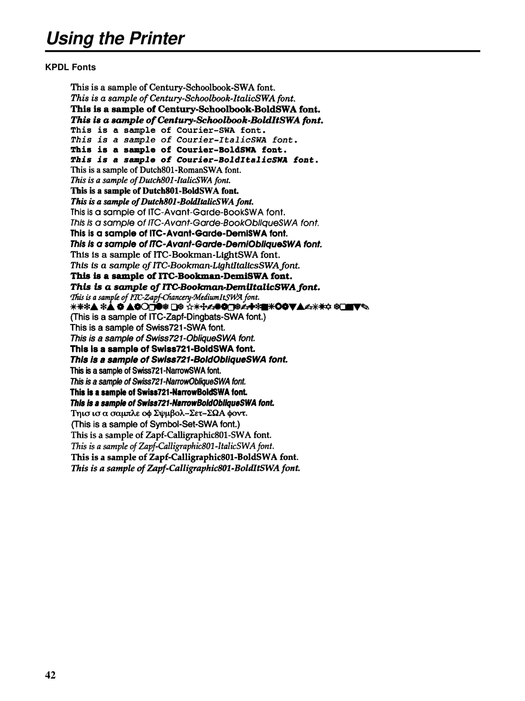 HP Ci 1100 manual Kpdl Fonts 