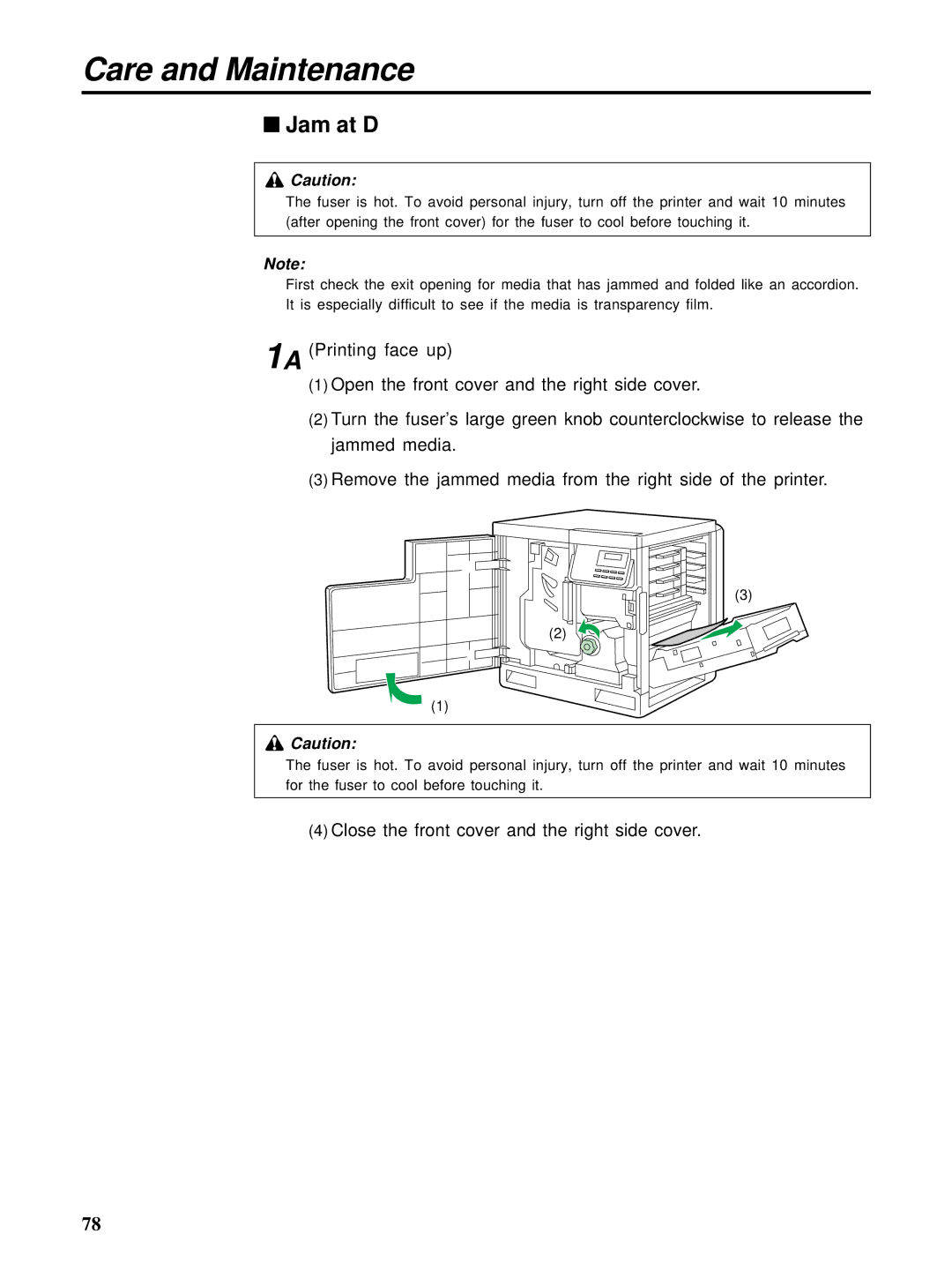 HP Ci 1100 manual Jam at D 