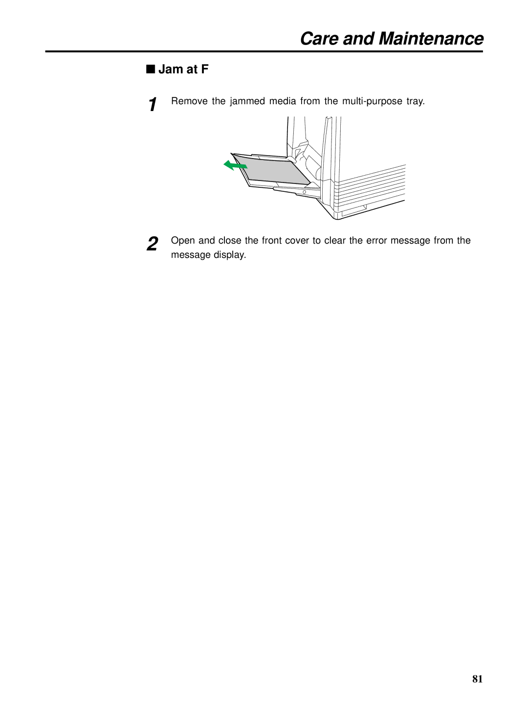 HP Ci 1100 manual Jam at F 