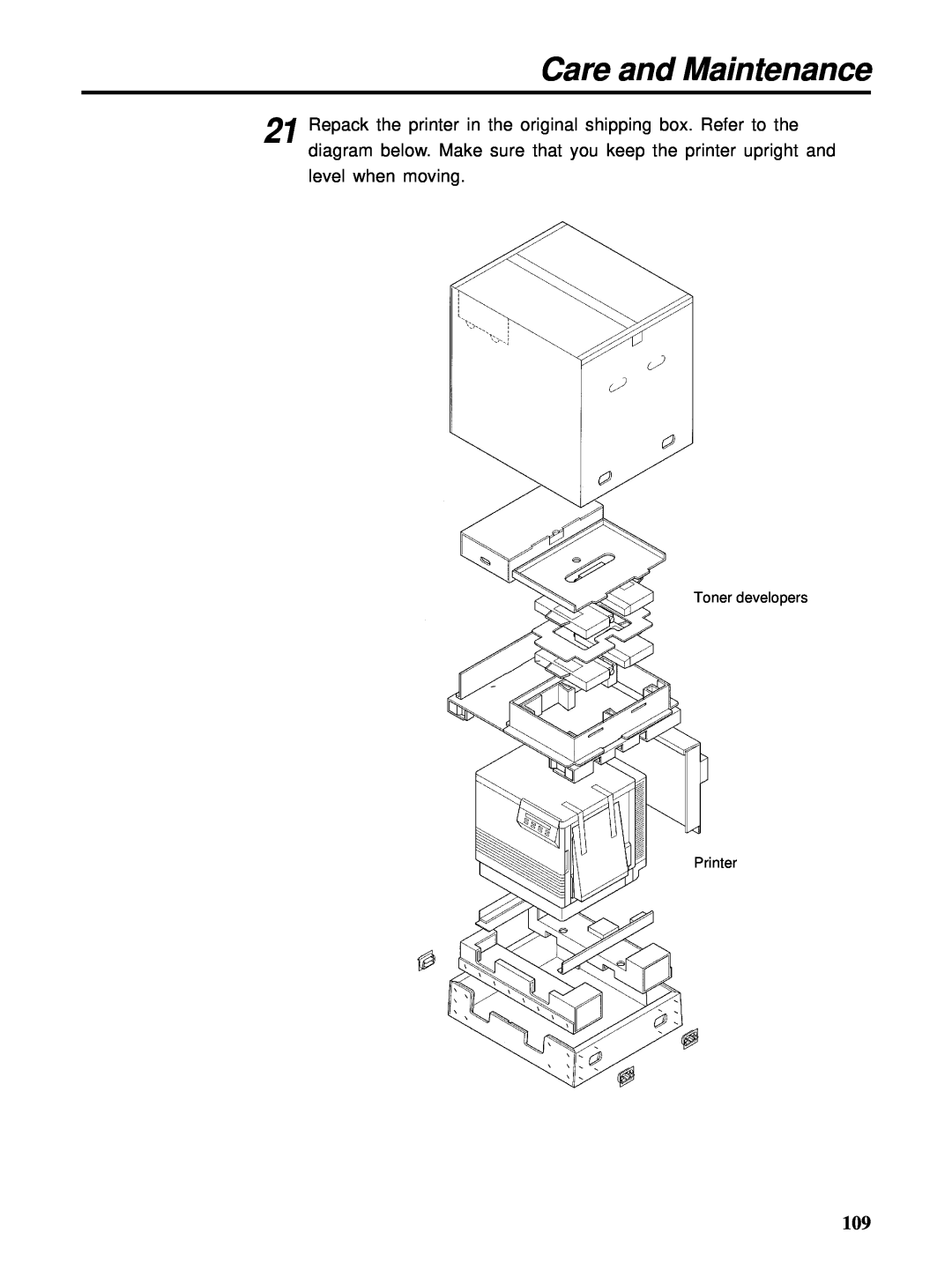 HP Ci 1100 manual Care and Maintenance, Toner developers Printer 