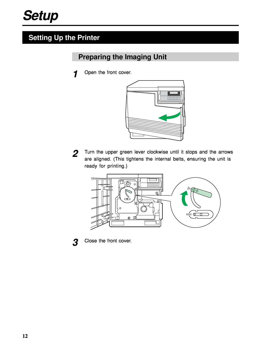 HP Ci 1100 manual Setup, Setting Up the Printer, Preparing the Imaging Unit 