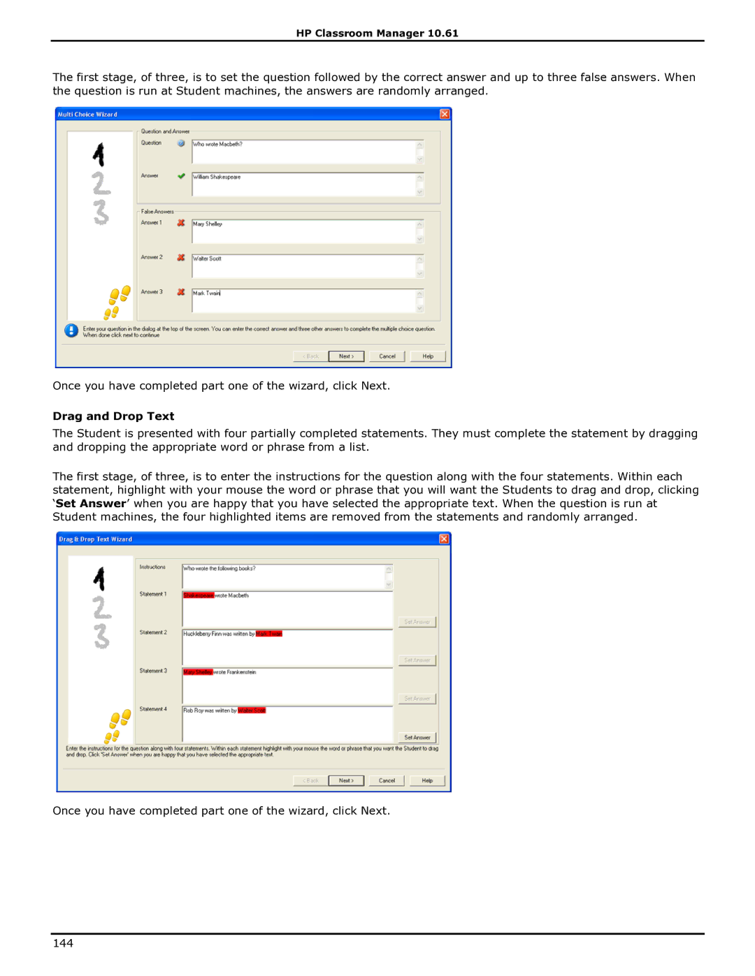 HP Classroom Manager manual Drag and Drop Text 