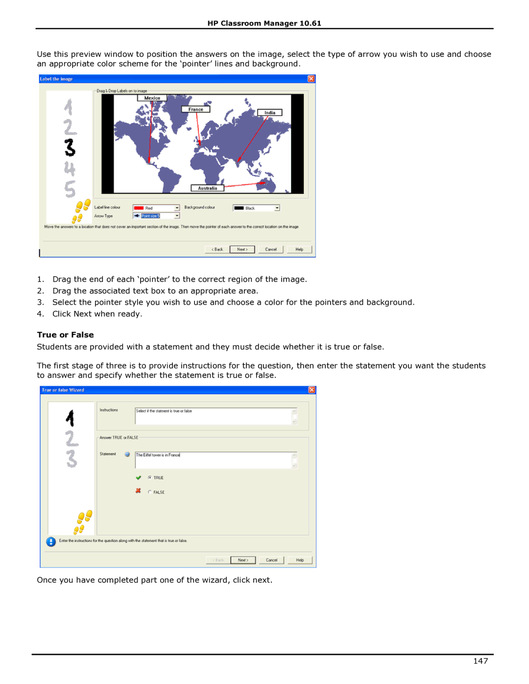 HP Classroom Manager manual True or False 