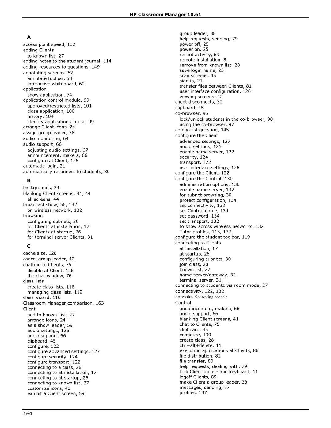 HP Classroom Manager manual 164 