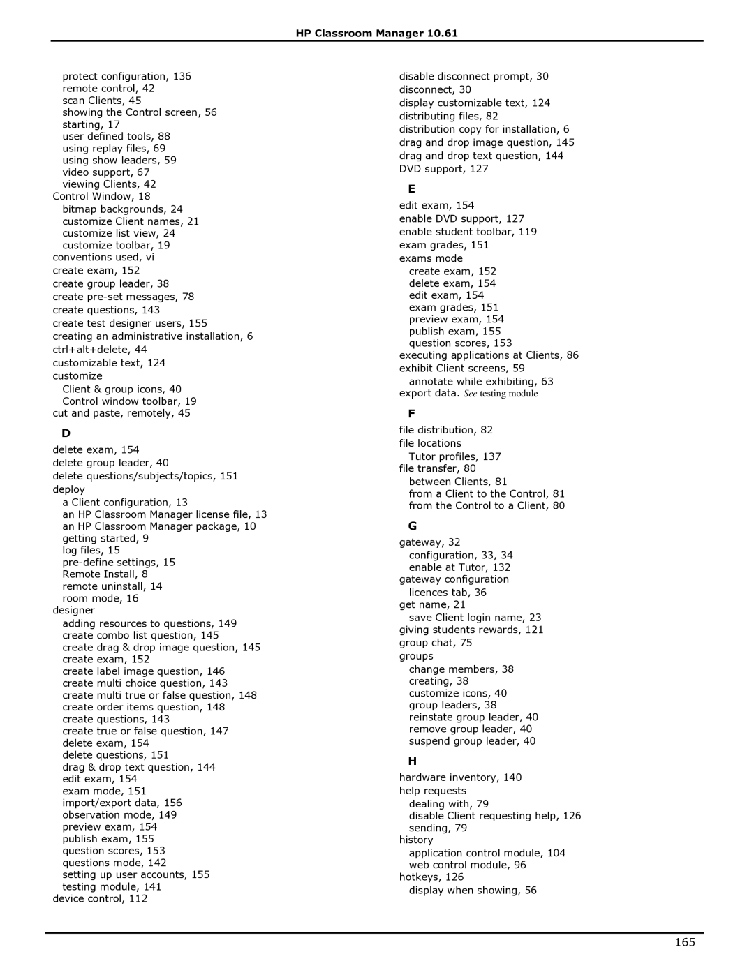 HP Classroom Manager manual 165 