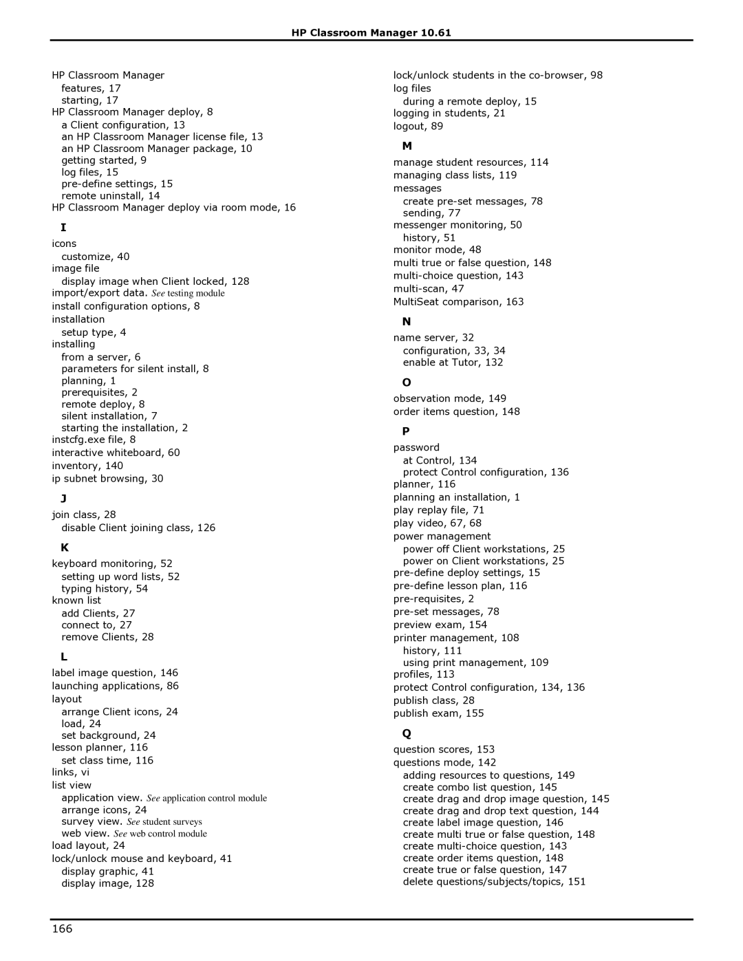 HP Classroom Manager manual 166 