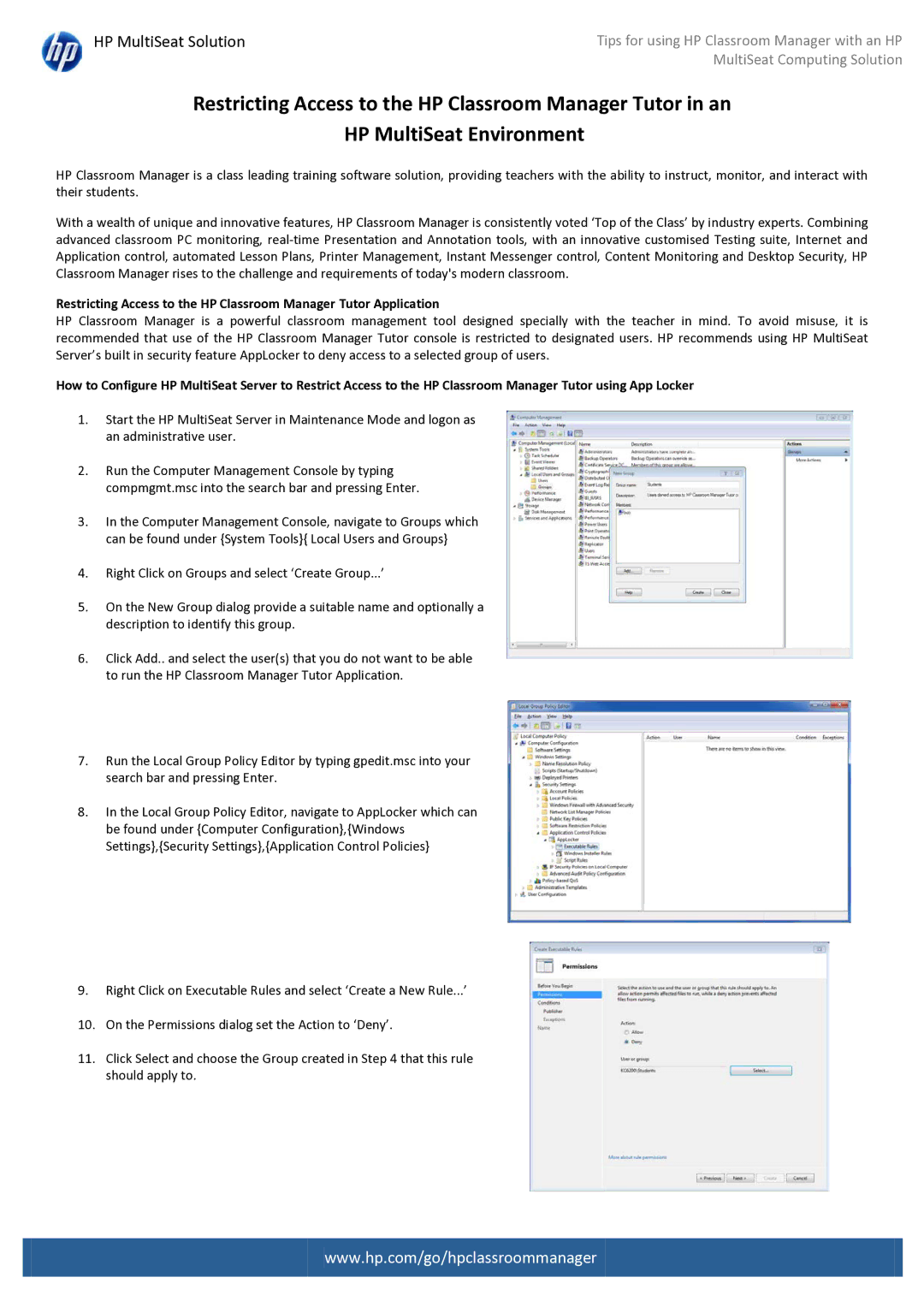 HP Classroom Manager manual HP MultiSeat Solution 