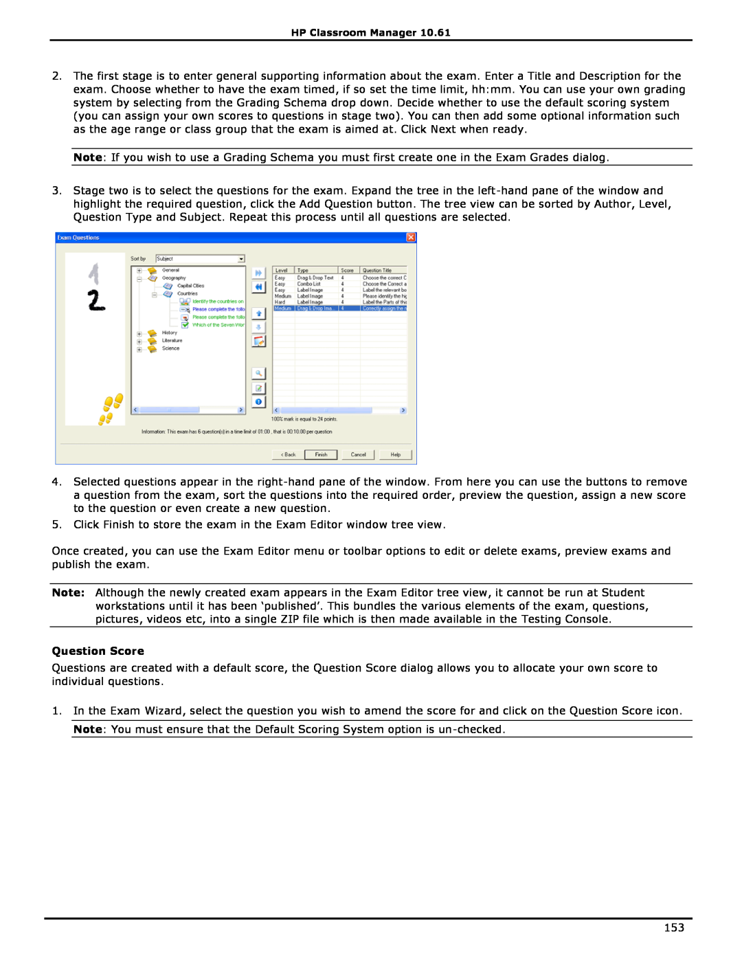 HP Classroom Manager manual Question Score 