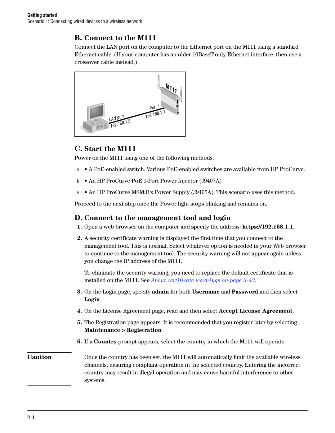 HP Client Bridge M111 manual Connect to the M111 