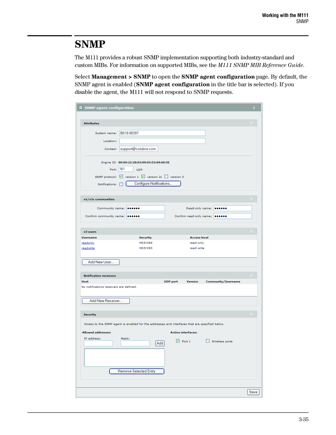 HP Client Bridge M111 manual Snmp 