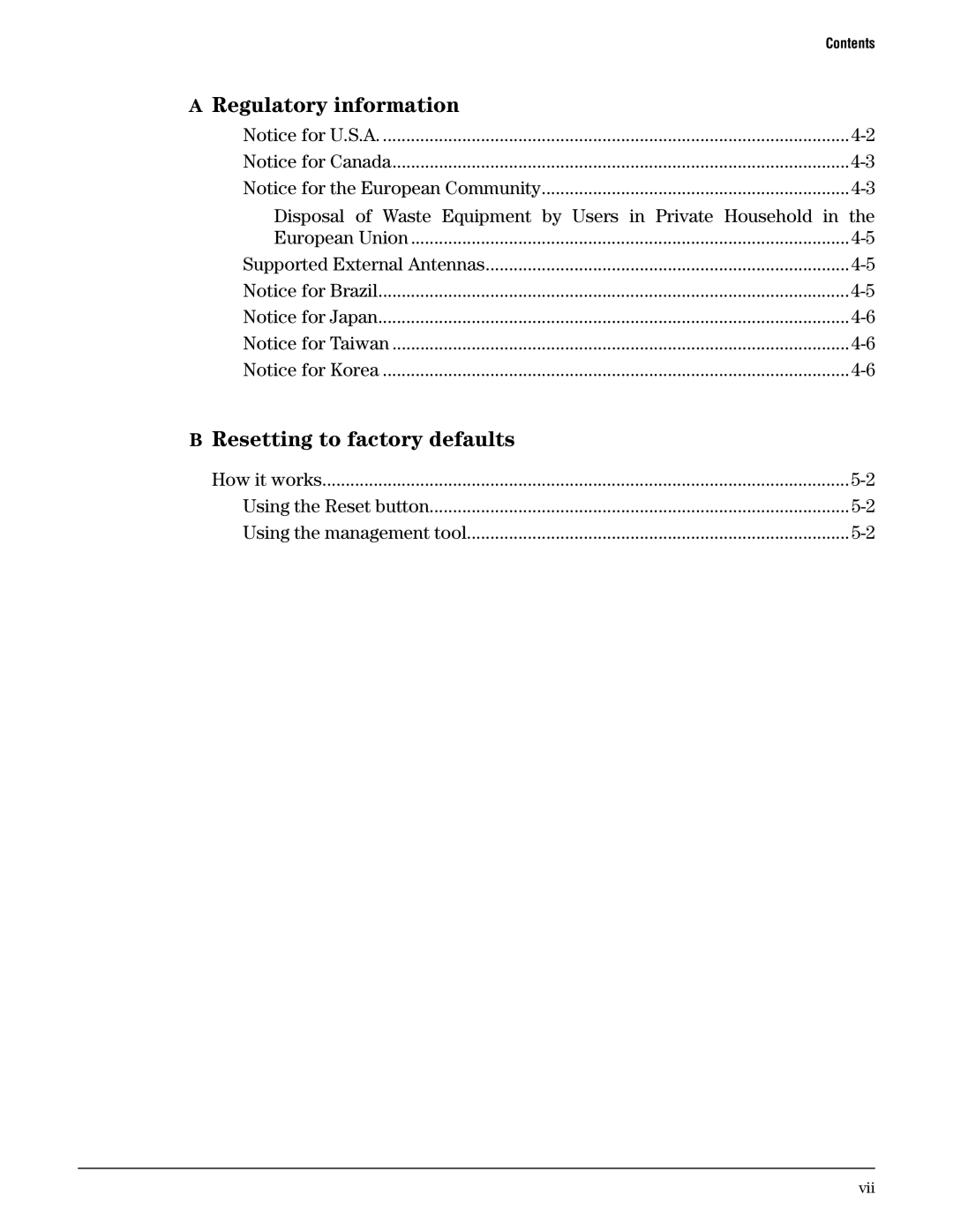 HP Client Bridge M111 manual Regulatory information, Resetting to factory defaults 