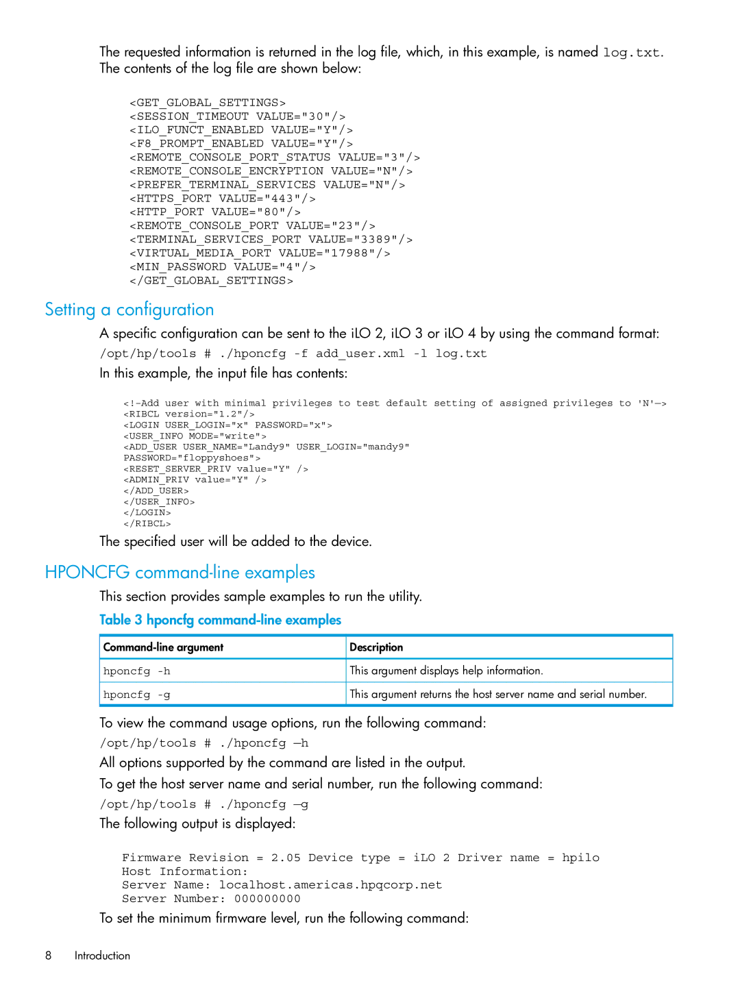 HP Client Virtualization with VMware View and VMware ThinApp manual Setting a configuration, Hponcfg command-line examples 