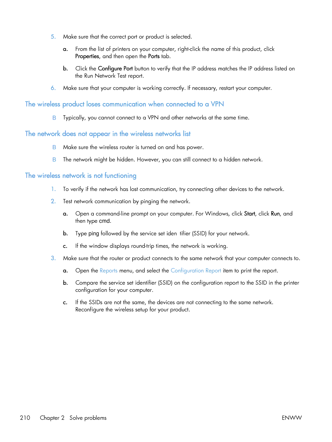 HP M475 CE863A manual Network does not appear in the wireless networks list, Wireless network is not functioning 