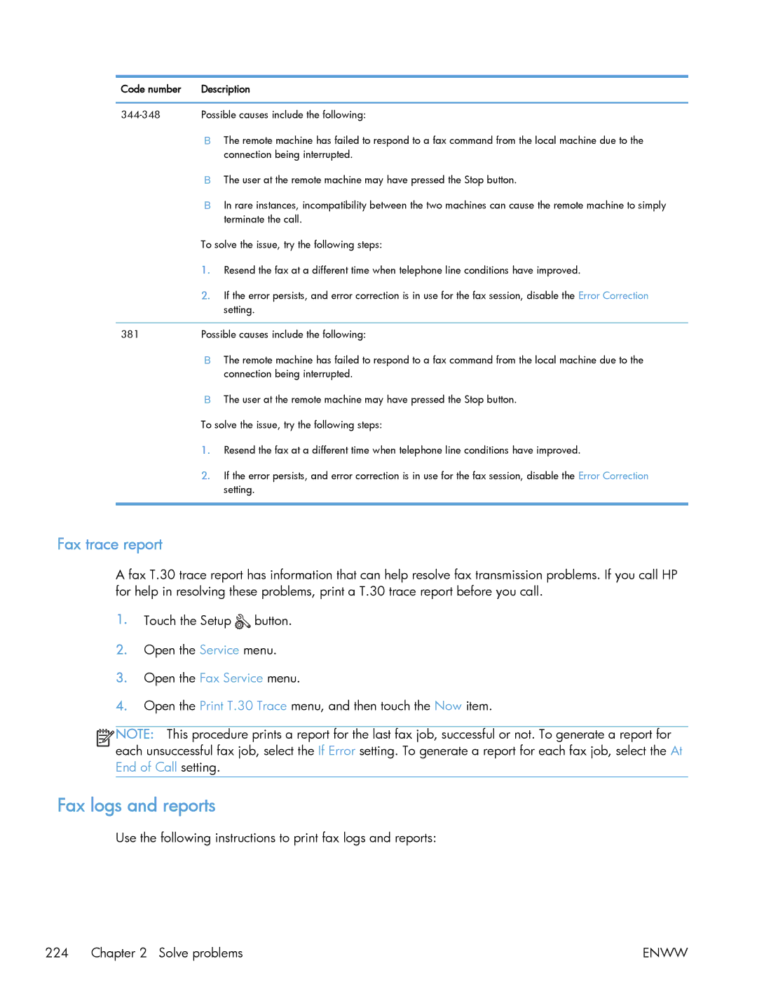 HP M475 CE863A, CLJ M375NW PRO 300 CE903A#BGJ manual Fax logs and reports, Fax trace report 