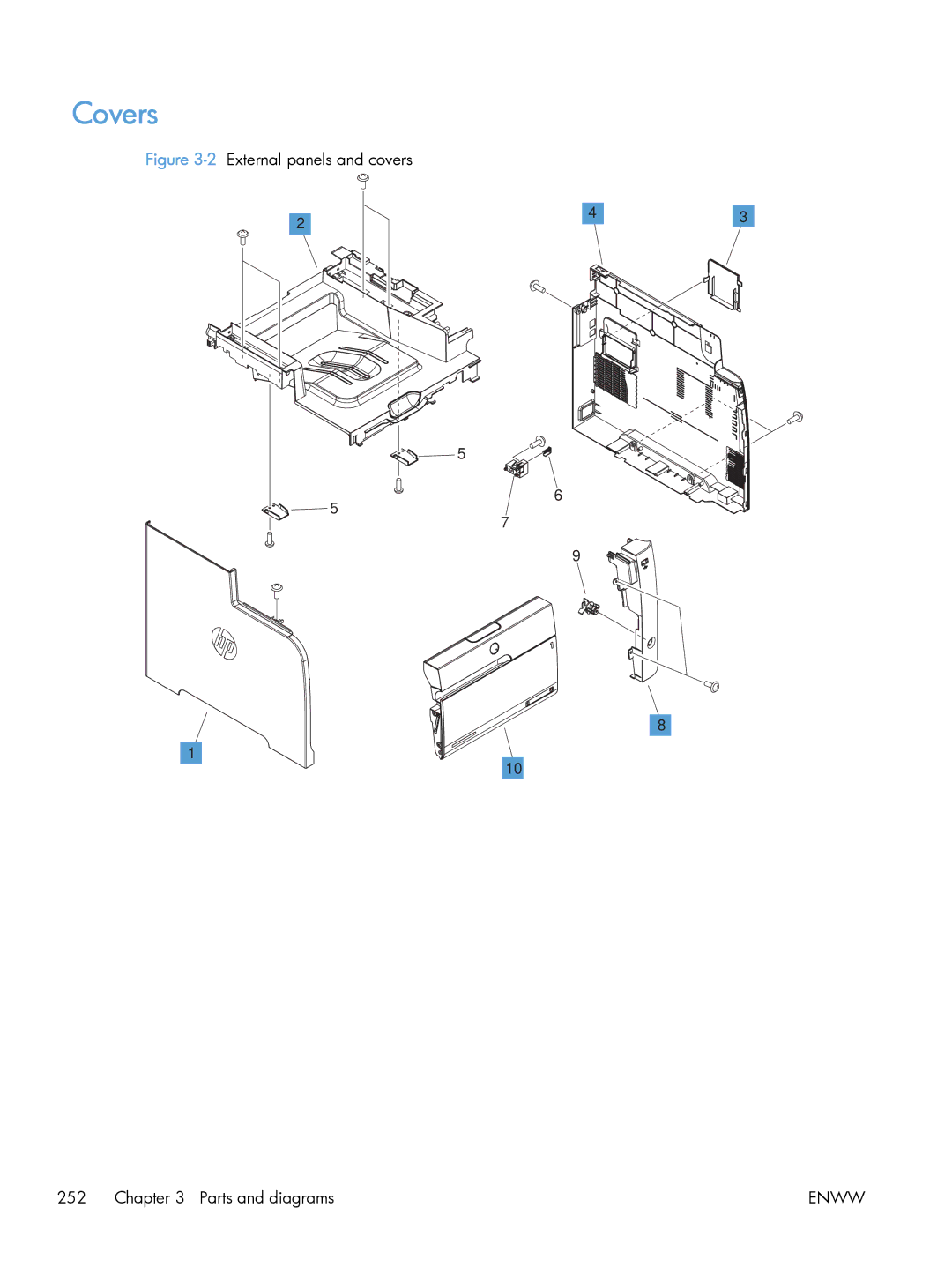 HP M475 CE863A, CLJ M375NW PRO 300 CE903A#BGJ manual Covers, 2External panels and covers Parts and diagrams 