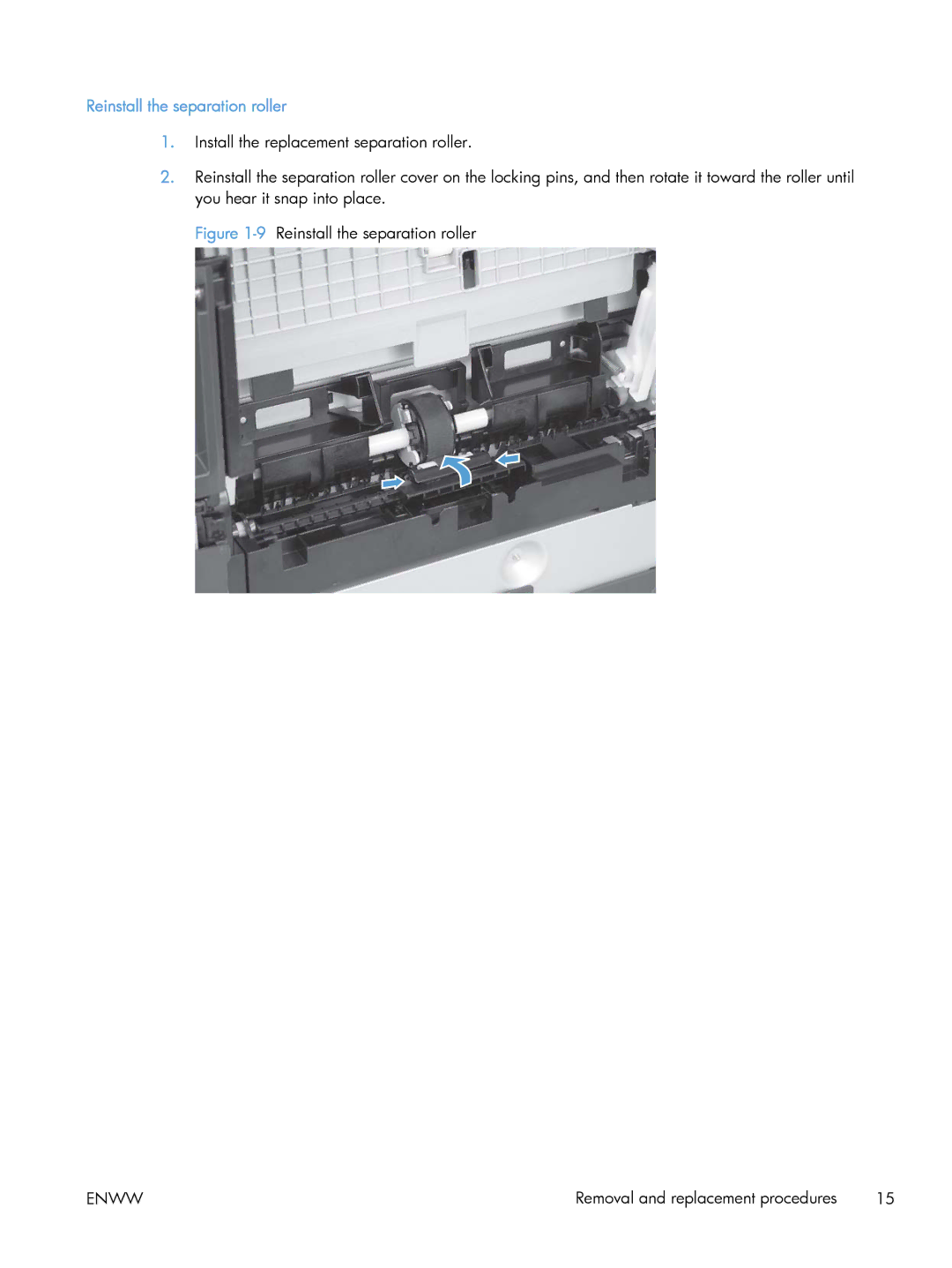 HP CLJ M375NW PRO 300 CE903A#BGJ, M475 CE863A manual 9Reinstall the separation roller 