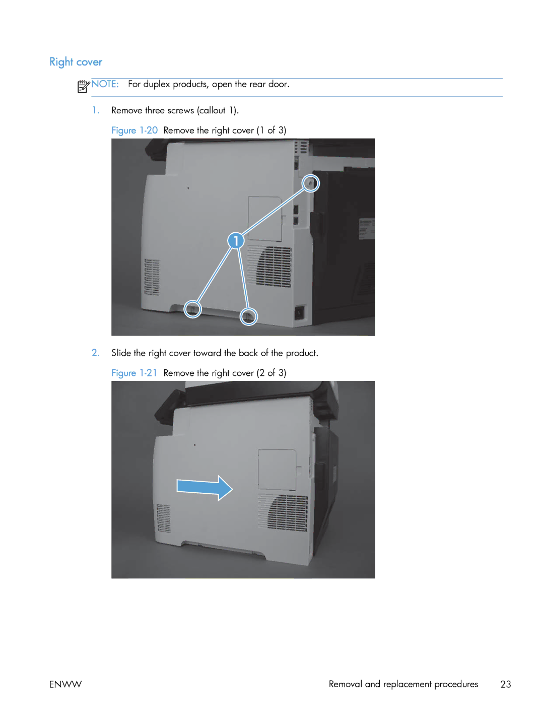 HP CLJ M375NW PRO 300 CE903A#BGJ, M475 CE863A manual Right cover 