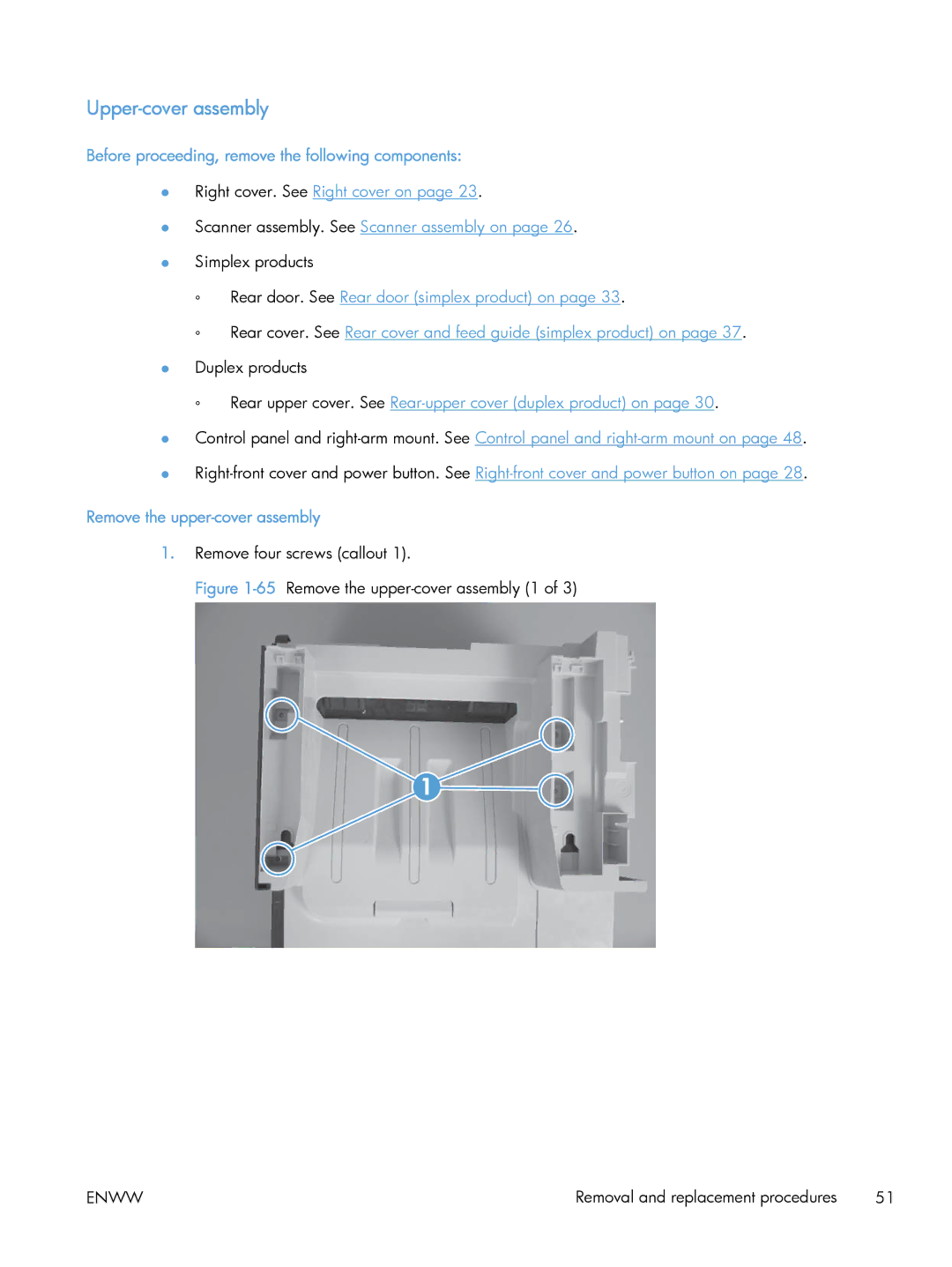 HP CLJ M375NW PRO 300 CE903A#BGJ, M475 CE863A manual Upper-cover assembly, Remove the upper-cover assembly 