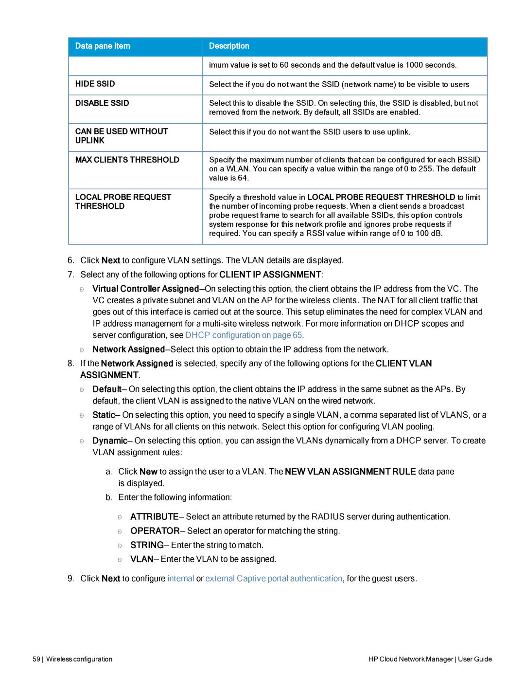 HP Cloud Network Manager Software manual Can be Used Without, Uplink MAX Clients Threshold, Local Probe Request 