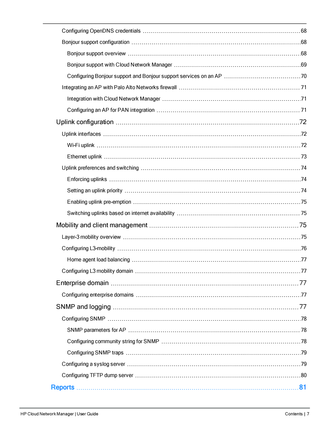 HP Cloud Network Manager Software manual Reports 