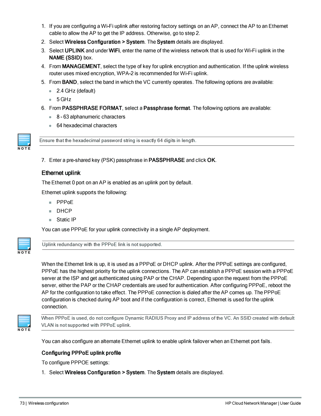 HP Cloud Network Manager Software manual Ethernet uplink, Configuring PPPoE uplink profile 