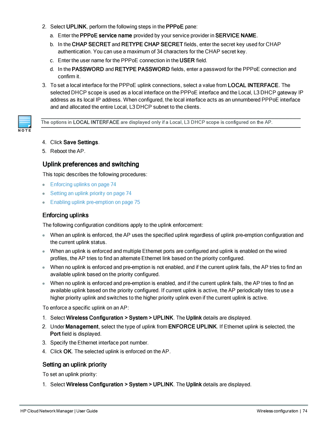 HP Cloud Network Manager Software manual Uplink preferences and switching, Enforcing uplinks, Setting an uplink priority 