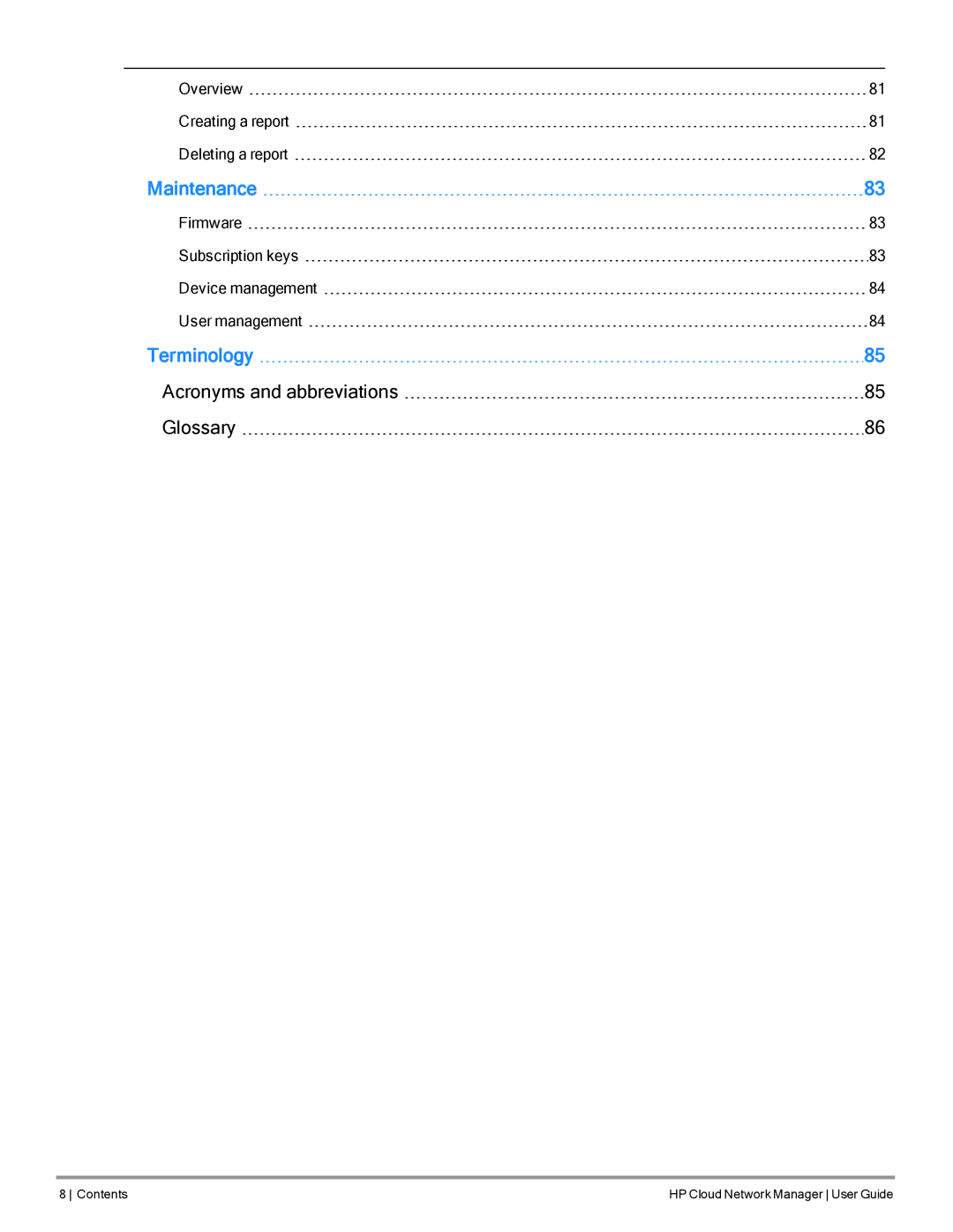 HP Cloud Network Manager Software manual Maintenance 