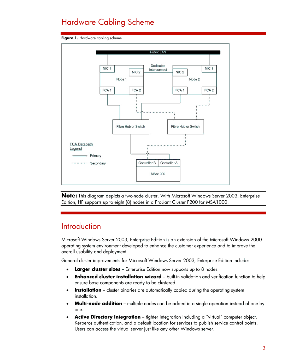 HP Cluster F200 for MSA1000 MSA1000 manual Hardware Cabling Scheme, Introduction 