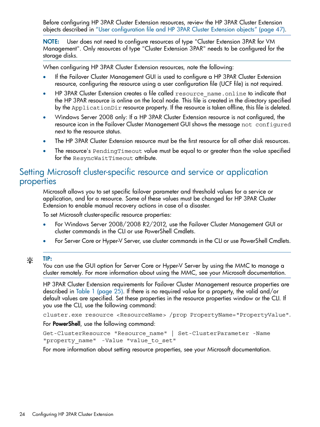 HP Cluster Software manual Tip 