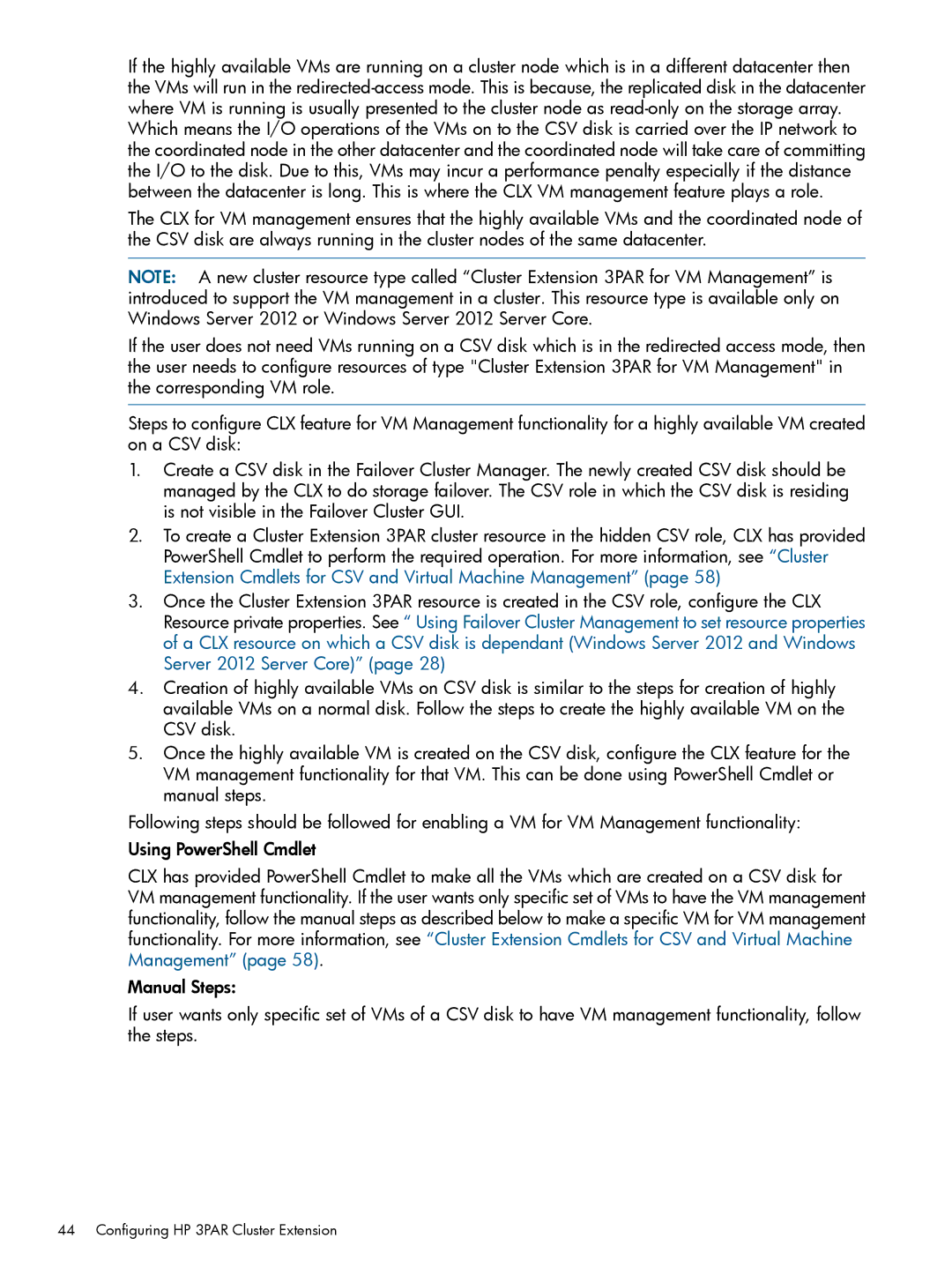 HP Cluster Software manual Configuring HP 3PAR Cluster Extension 