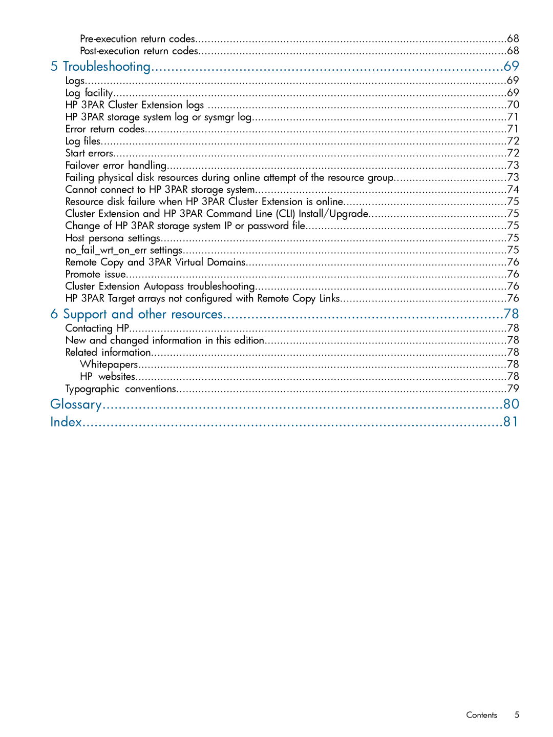 HP Cluster Software manual Troubleshooting, Support and other resources, Glossary Index 