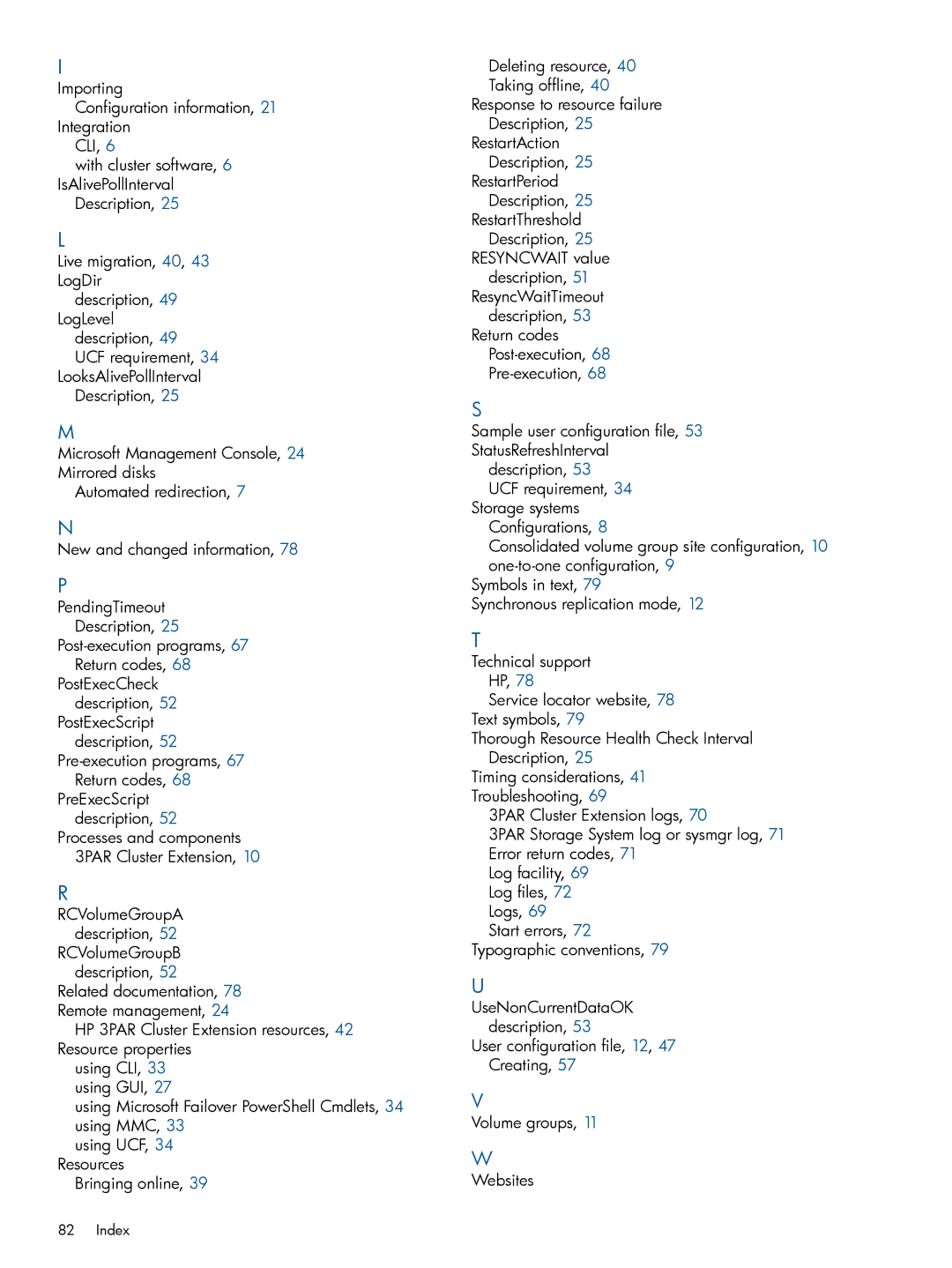 HP Cluster Software manual Index 