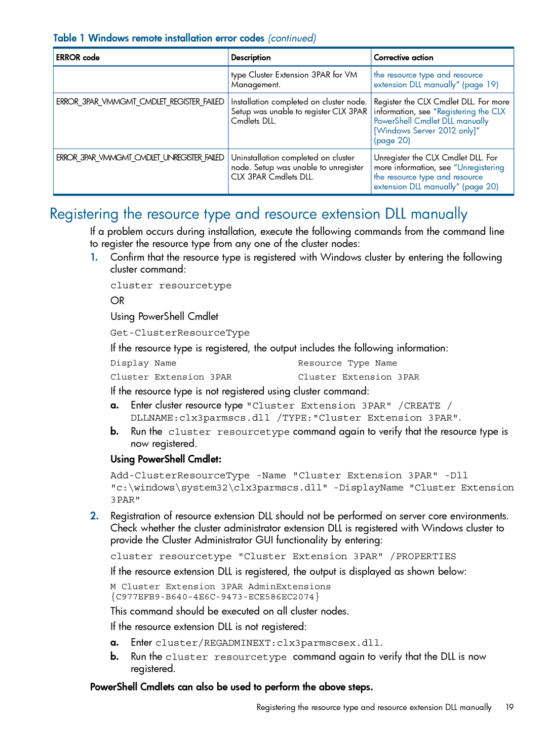 HP Cluster Software manual Cluster resourcetype 