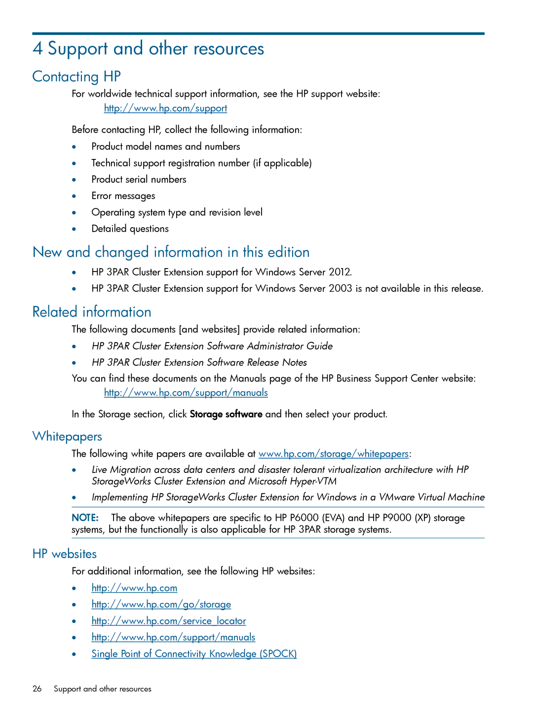 HP Cluster Software manual Support and other resources, Contacting HP, New and changed information in this edition 