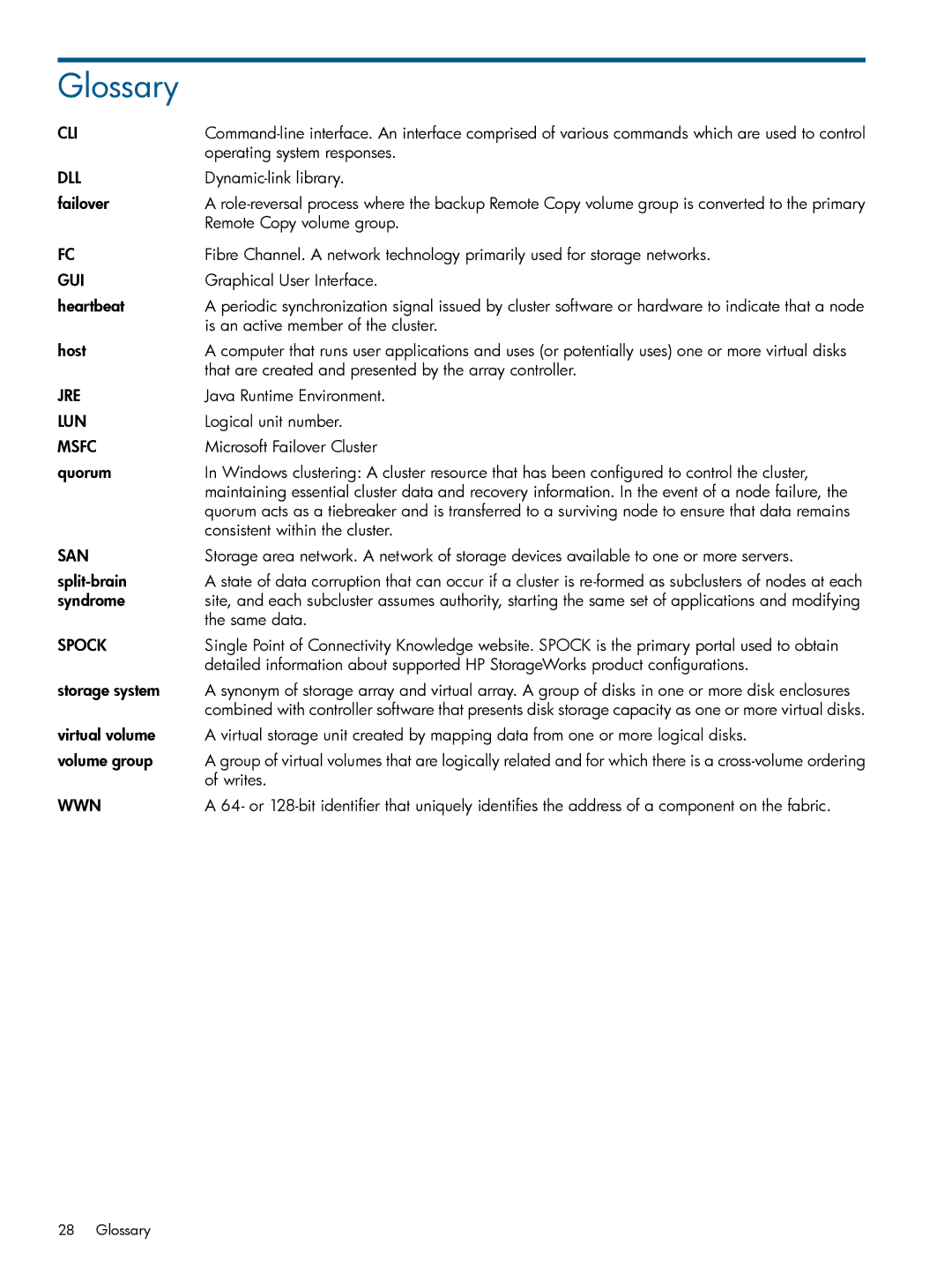 HP Cluster Software manual Glossary, Cli 