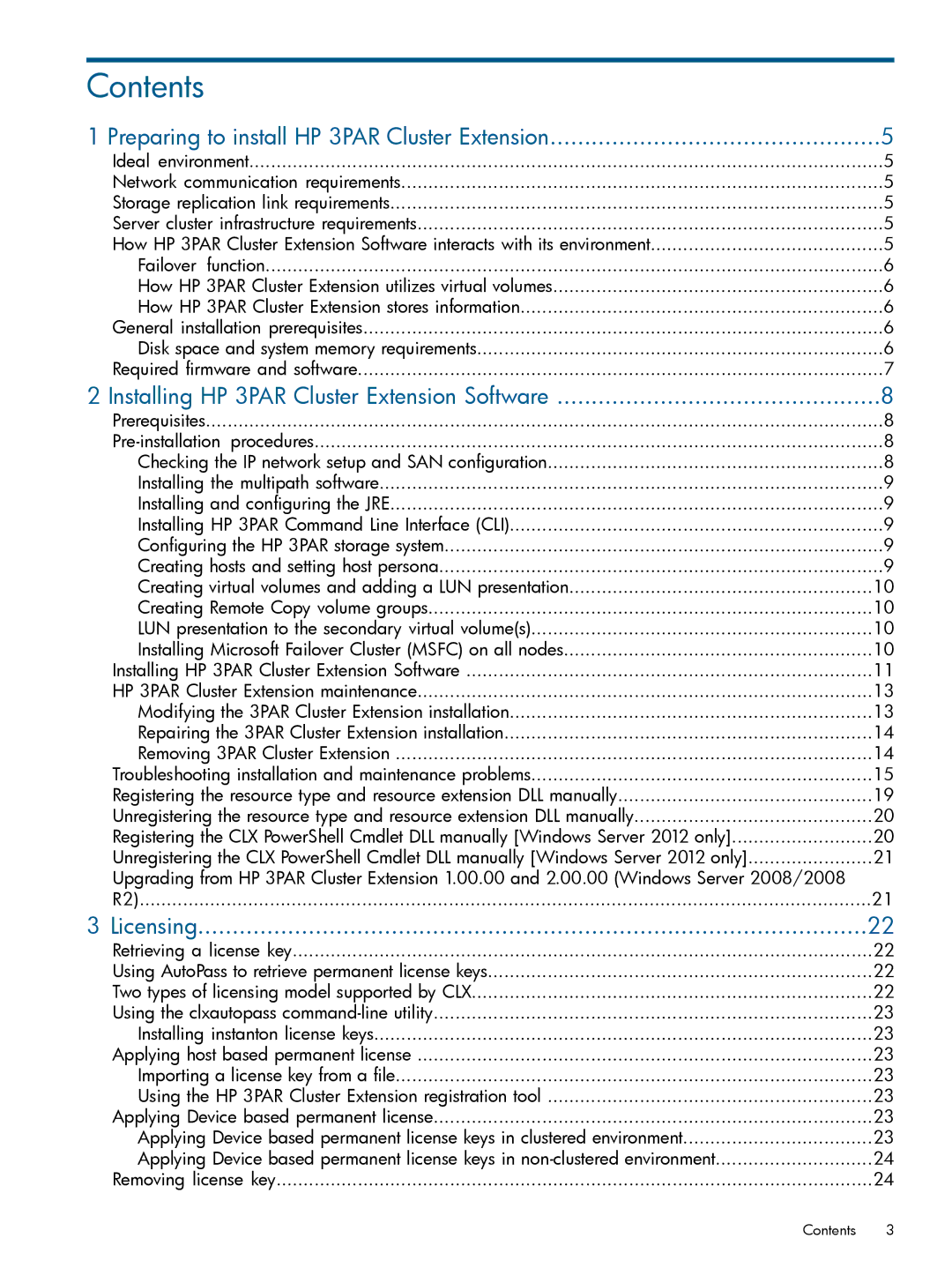 HP Cluster Software manual Contents 