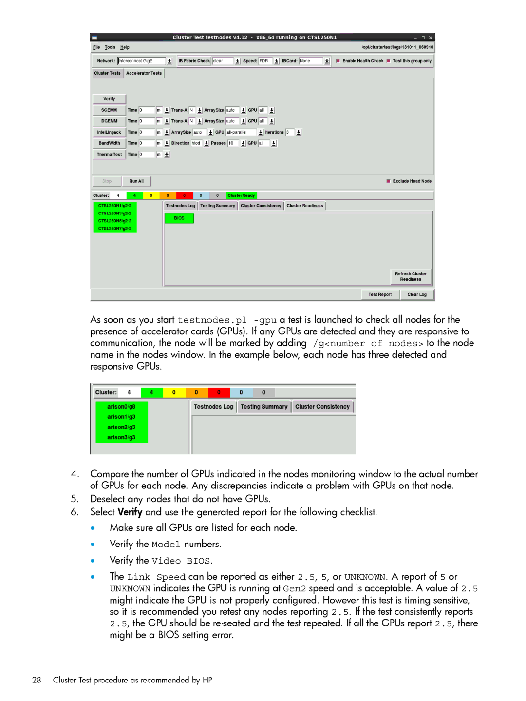 HP Cluster Test Software manual Cluster Test procedure as recommended by HP 