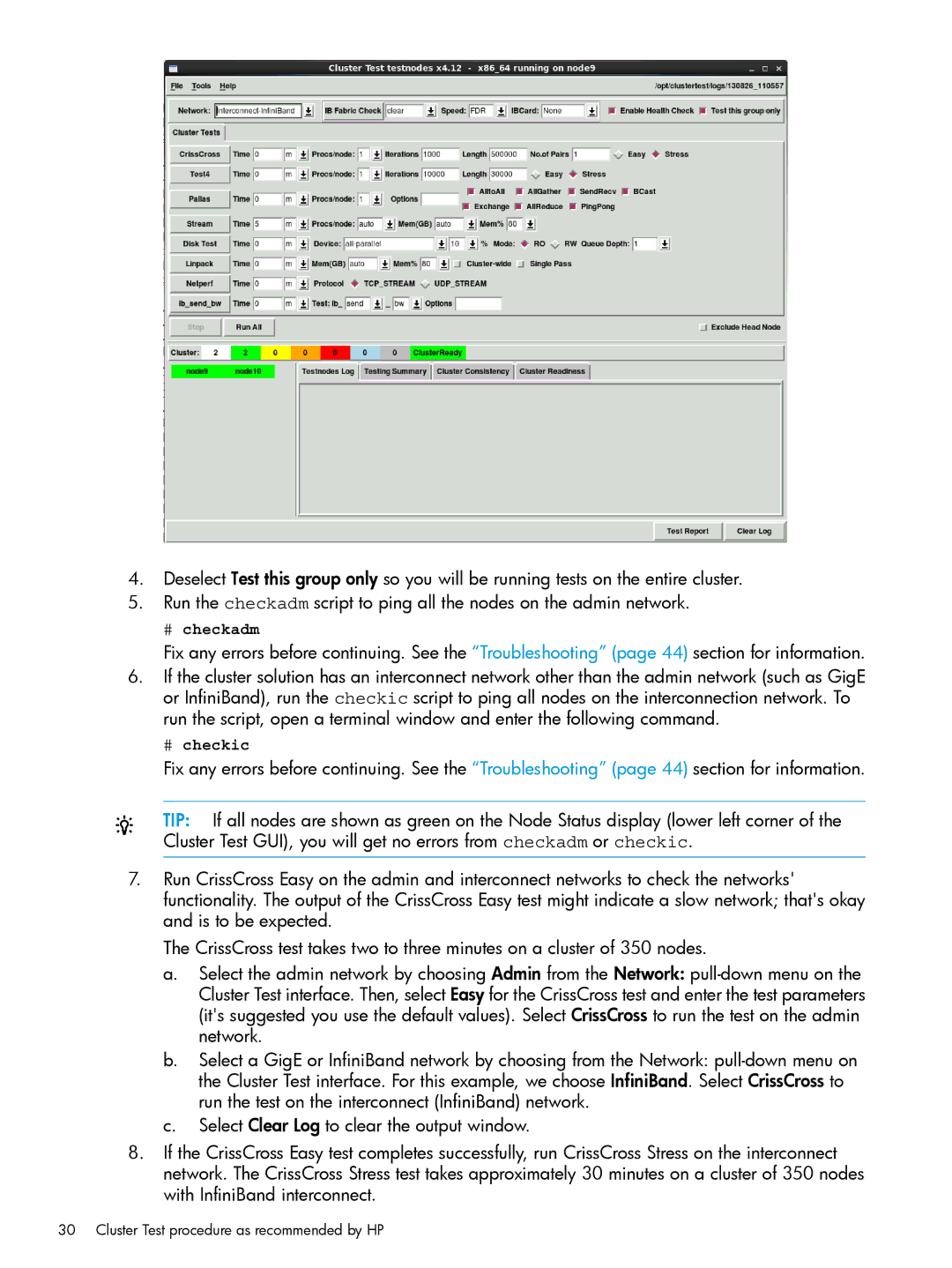 HP Cluster Test Software manual # checkadm 