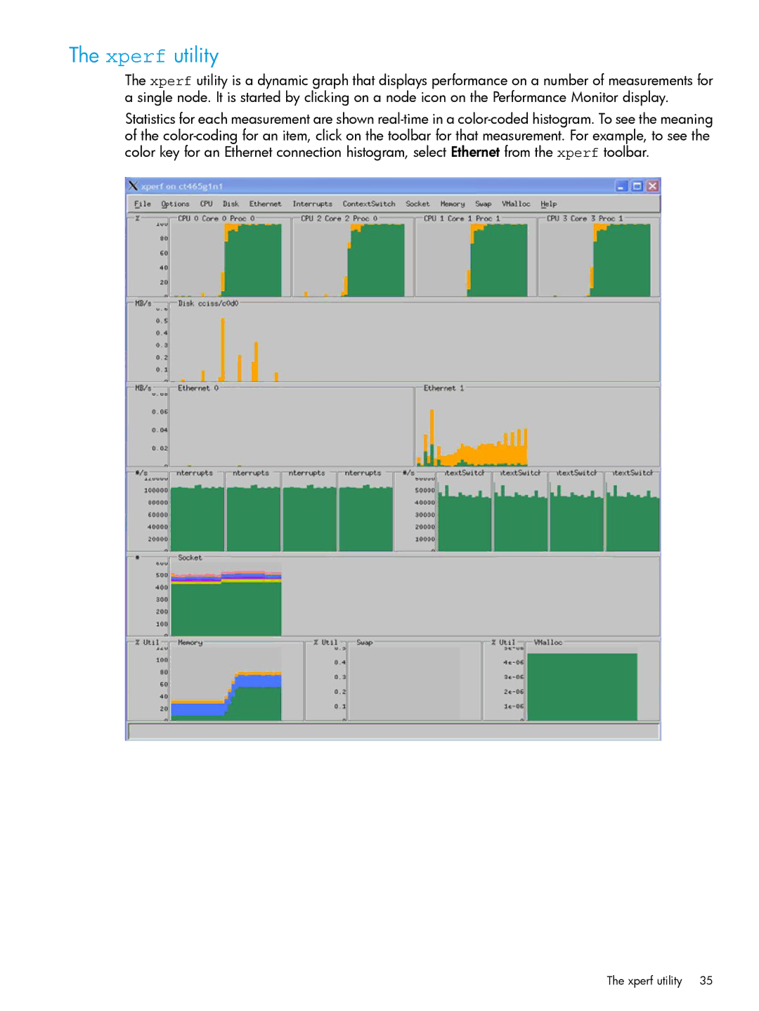 HP Cluster Test Software manual Xperf utility 