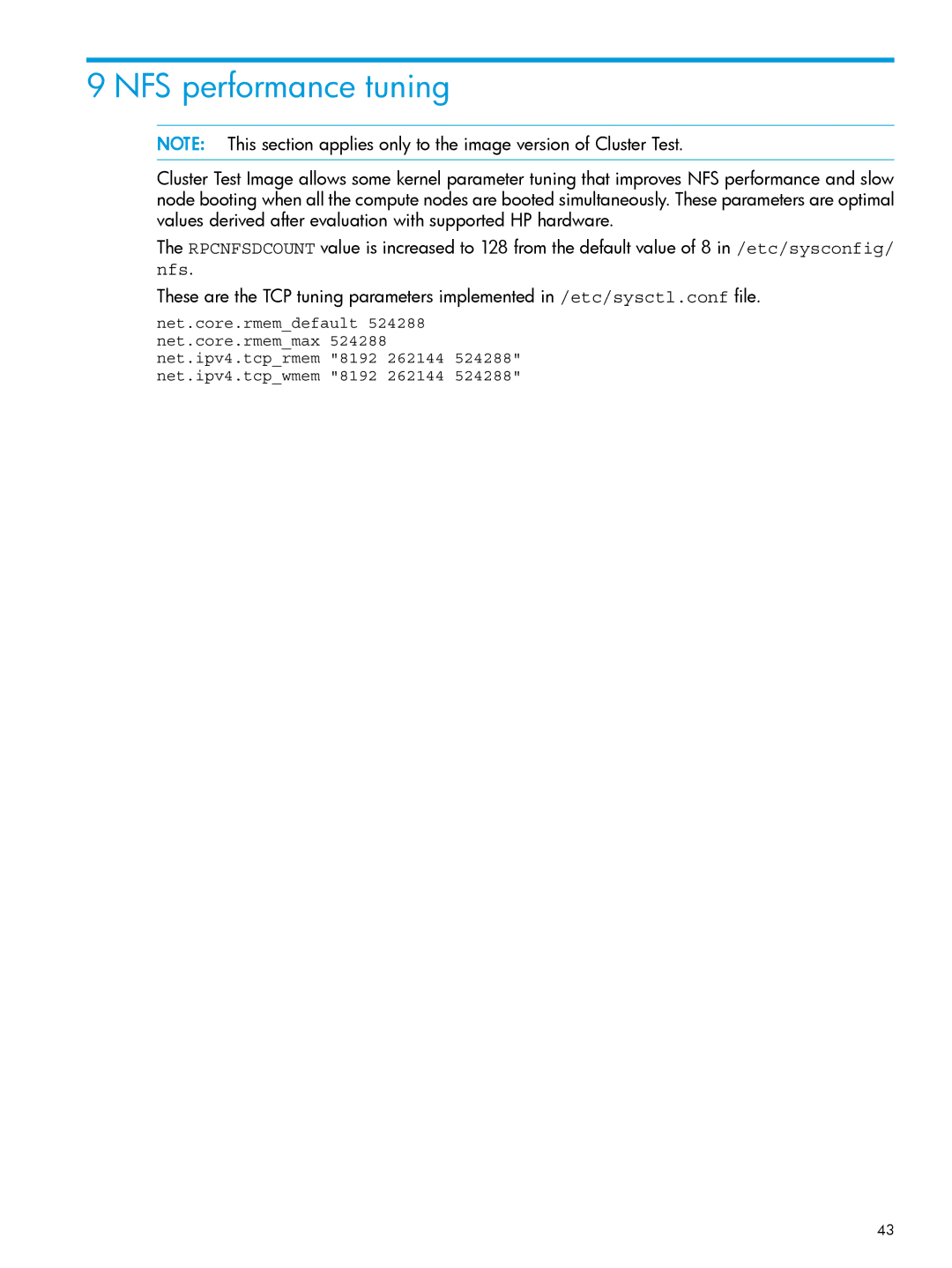 HP Cluster Test Software manual NFS performance tuning, Nfs 