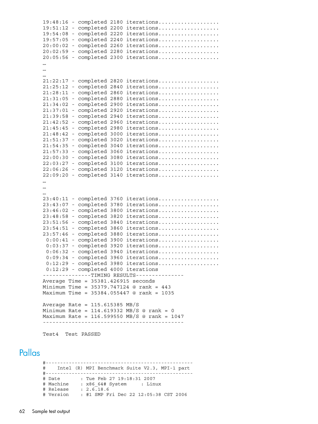 HP Cluster Test Software manual Pallas 