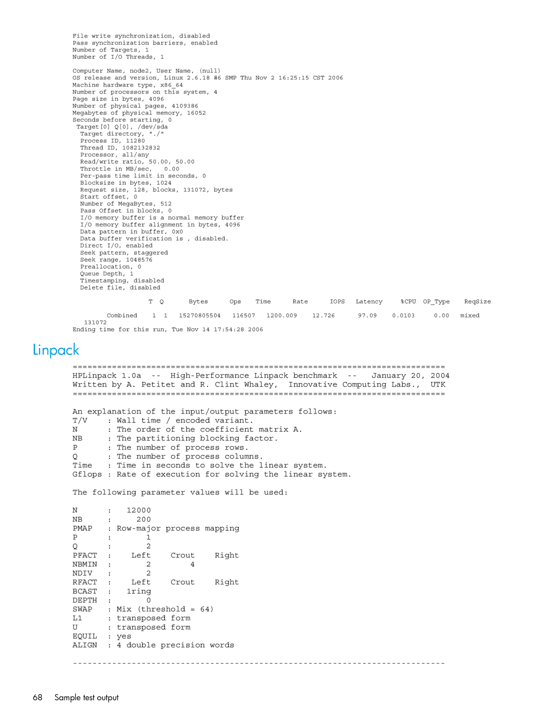 HP Cluster Test Software manual Linpack, Utk 