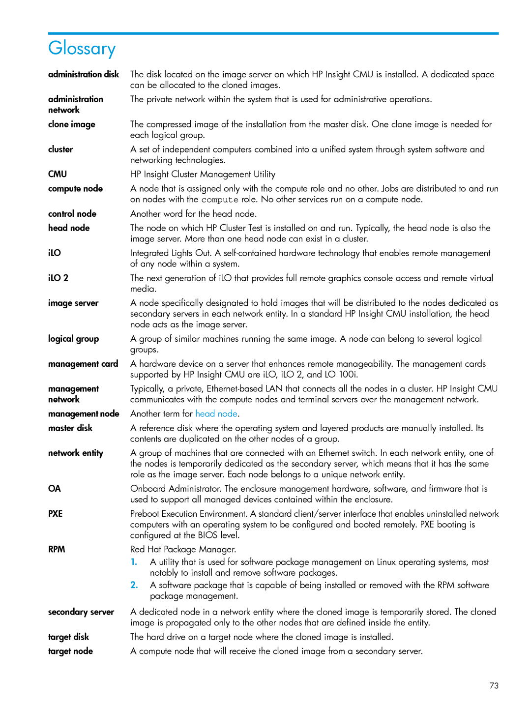 HP Cluster Test Software manual Glossary, Cmu 