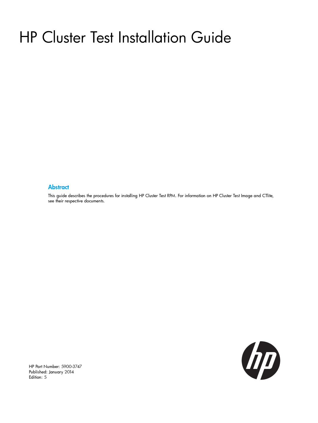 HP Cluster Test Software manual HP Cluster Test Installation Guide 