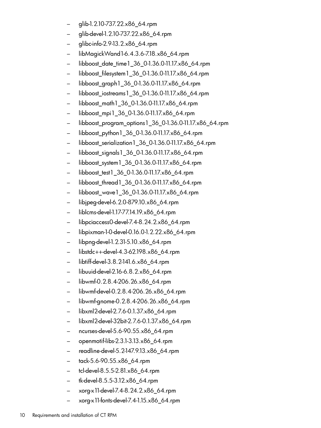 HP Cluster Test Software manual Requirements and installation of CT RPM 