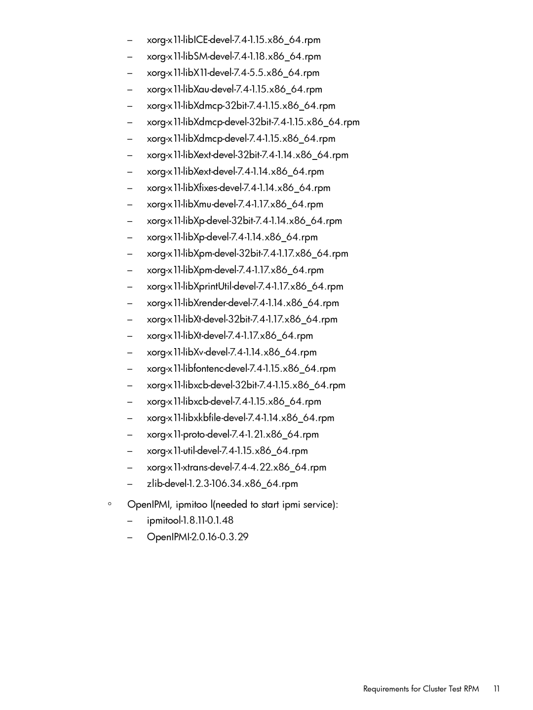 HP Cluster Test Software manual Requirements for Cluster Test RPM 