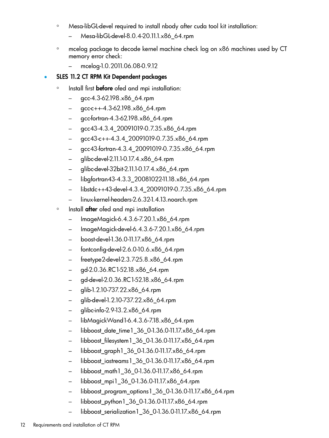 HP Cluster Test Software manual Requirements and installation of CT RPM 