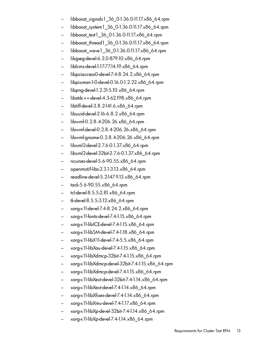 HP Cluster Test Software manual Requirements for Cluster Test RPM 