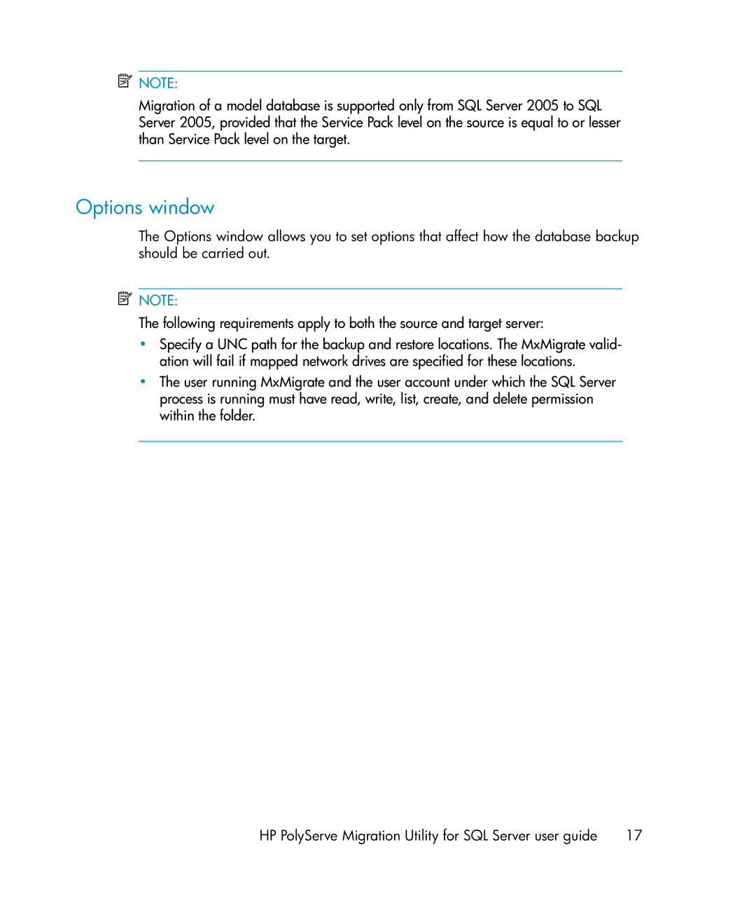 HP Clustered Gateway Device Management Software manual Options window 